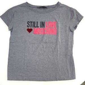 Love Moschino grey tee w/sequin heart